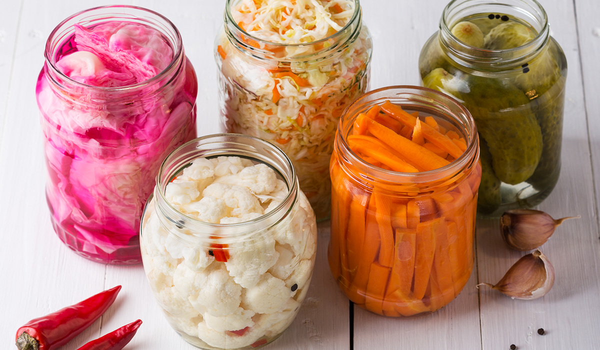 Probiotic foods like pickled vegetables can help your gut health.