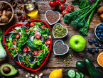 Vegetables arranged in a heart shape