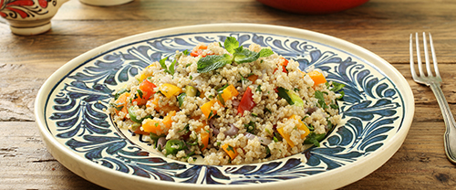 Tasty and Healthy Toasted Quinoa Salad with Scallops & Snow Peas
