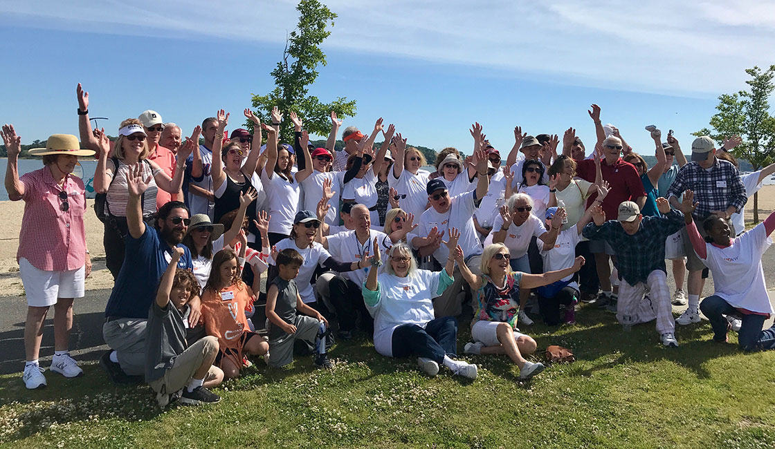 Patients of on Long Island, New York take walk as part of a June 8 event.