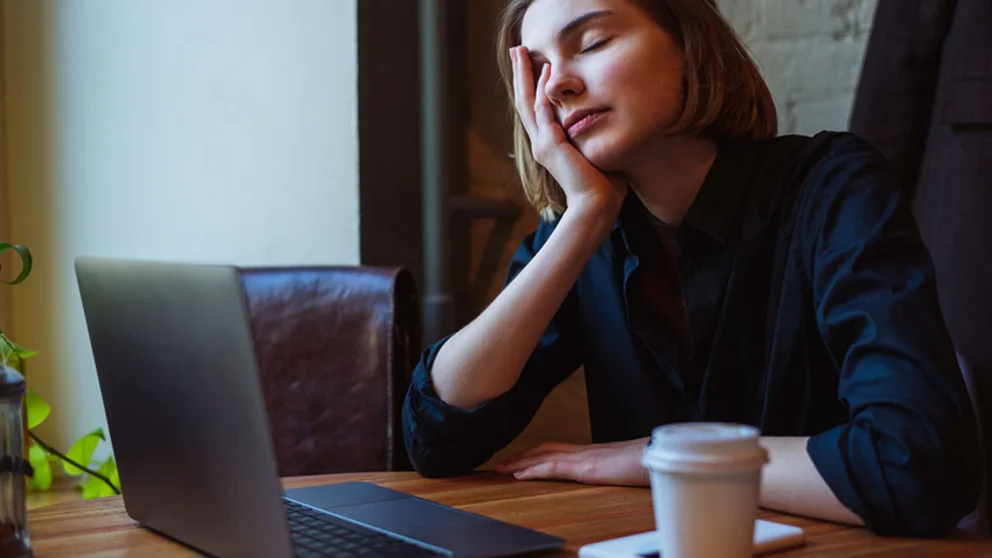 Woman exhausted at work