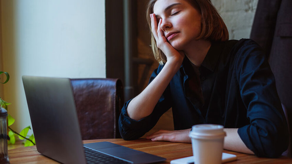 Woman exhausted at work