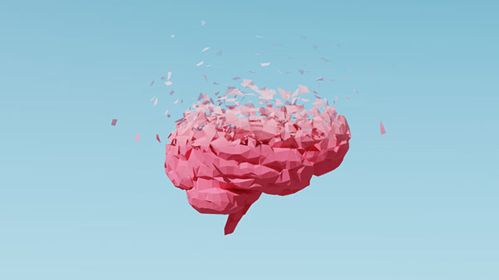 A brain disintegrating due to dementia