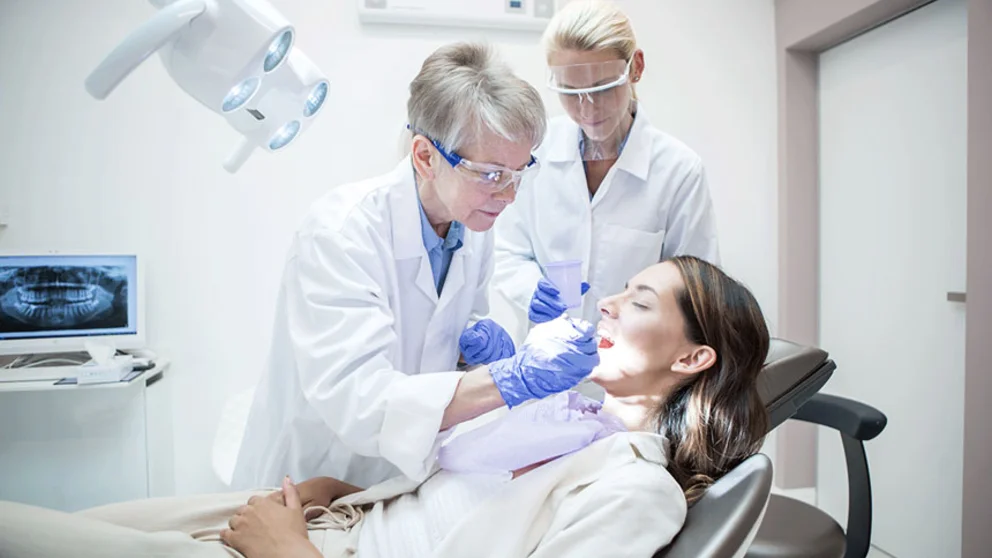 Patient in dental chair 