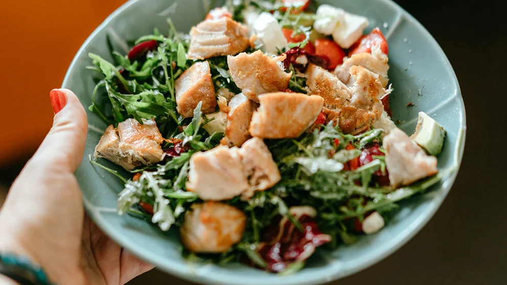 An example of a flexitarian meal -- mostly vegetables with some animal protein