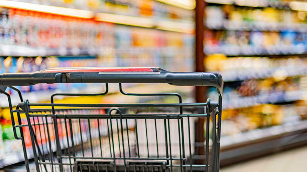 Shopping cart in grocery store