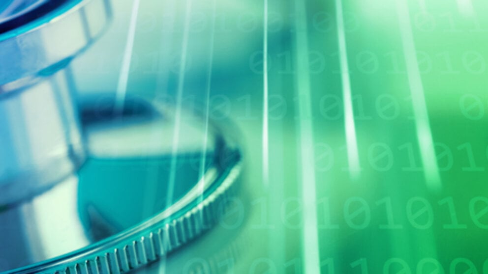 Stethoscope on a digital data background symbolizing AI and healthcare innovation.