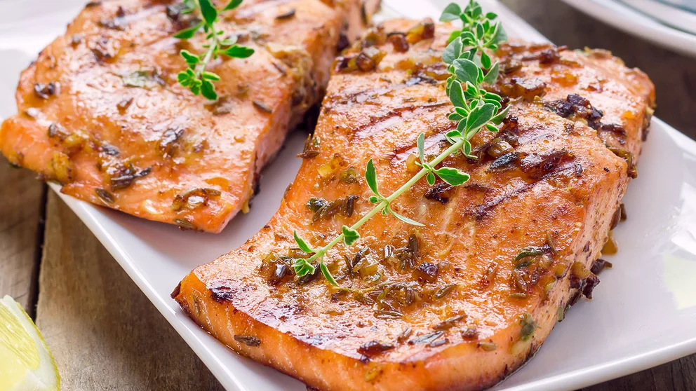 Fatty fish like salmon contain omega-3 fatty acids, which are good for your heart.