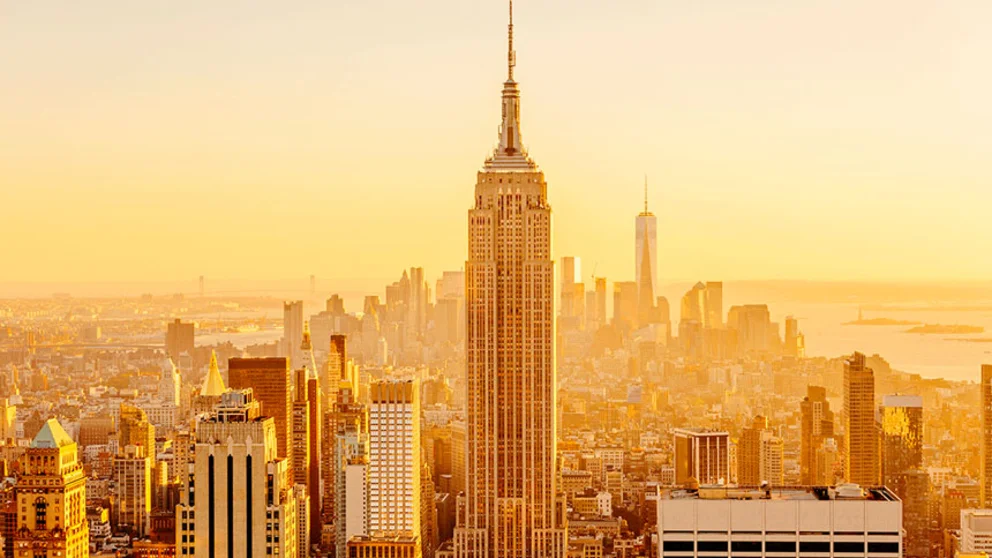 NYC at sunset with smog