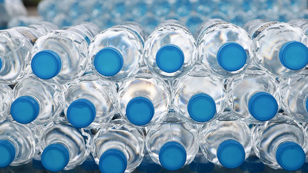Water bottles stacked up
