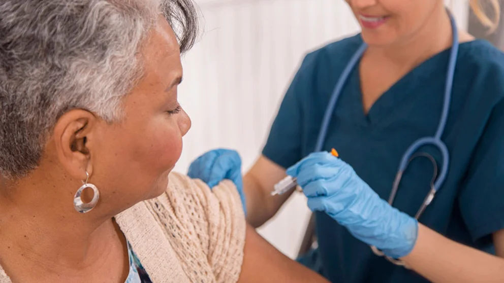 Woman getting a flu shot