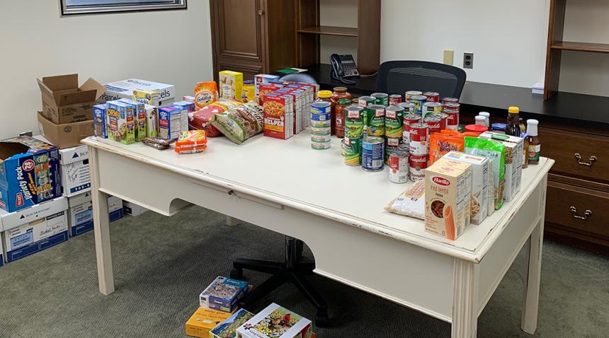 Food bank donations given by patients in Dr. David Maleh's Wilmington, DE primary care practice.