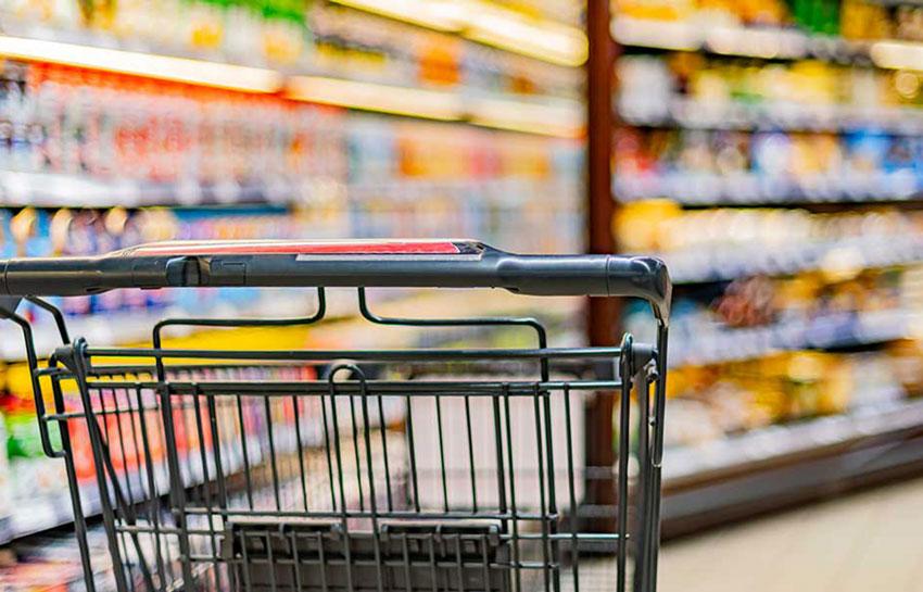 Shopping cart in grocery store