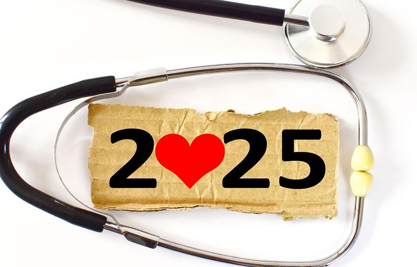 stethoscope surrounding paper with 2025 printed on it